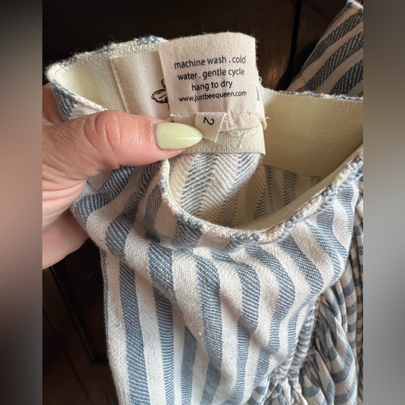 Just Bee Queen Blue and Cream Tulum Stripe Skirt Size M - Picture 6 of 12